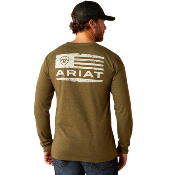 NEW ARIAT BOARDED LOTF HEX LONG SLEEVE TSHIRT IN MILITARY HEATHER